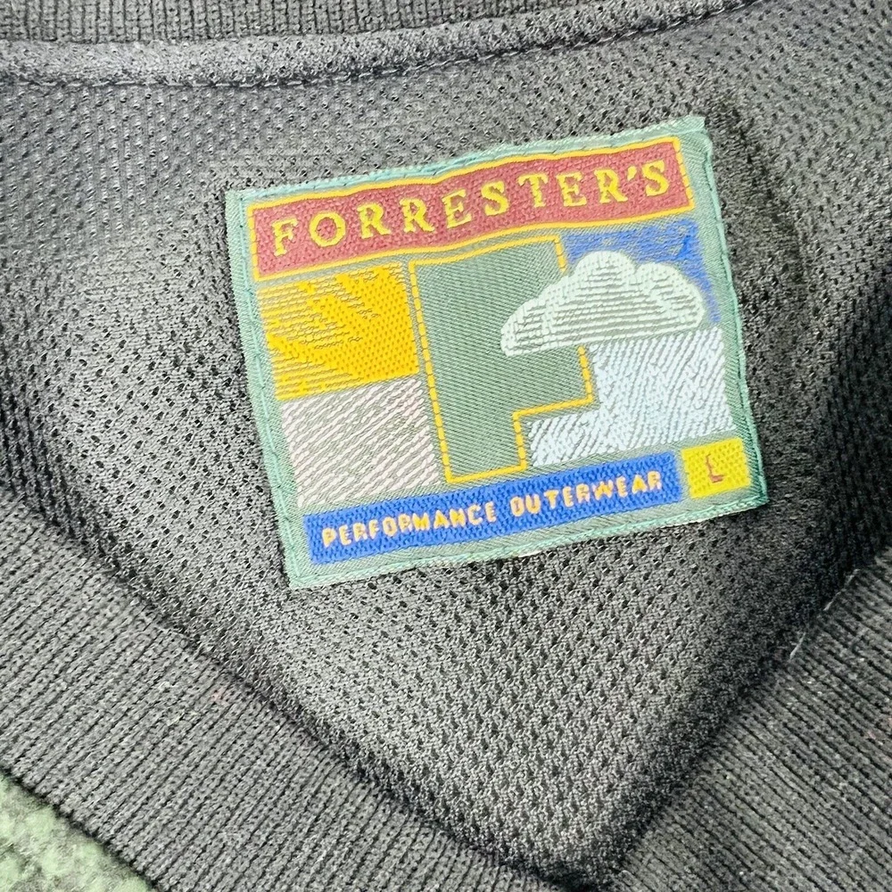 VTG‎ FORRESTER'S Outerwear Green & Black Houndstooth Lined Golf V-Neck Sweater L